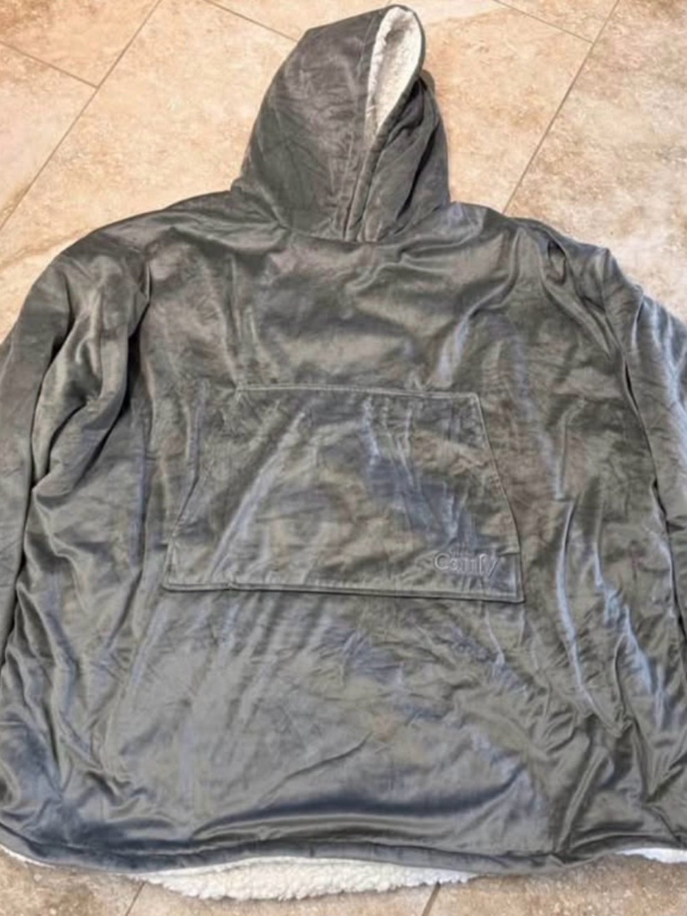 The comfy unisex original from shark tank oversized Sherpa wearable blanket gray